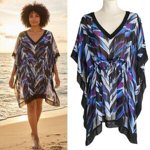 Calvin Klein Swim Beach CoverUp  Kimono Lightweight Transparent Tie Waist